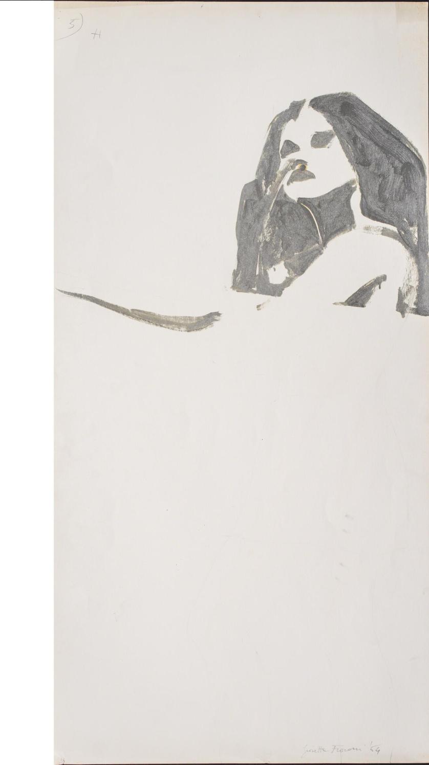 Prima immagine del silenzio, Progetto per la Biennale XXXII Ed. 1964, Matita e smalto alluminio su carta, Collezione privata, Milano.