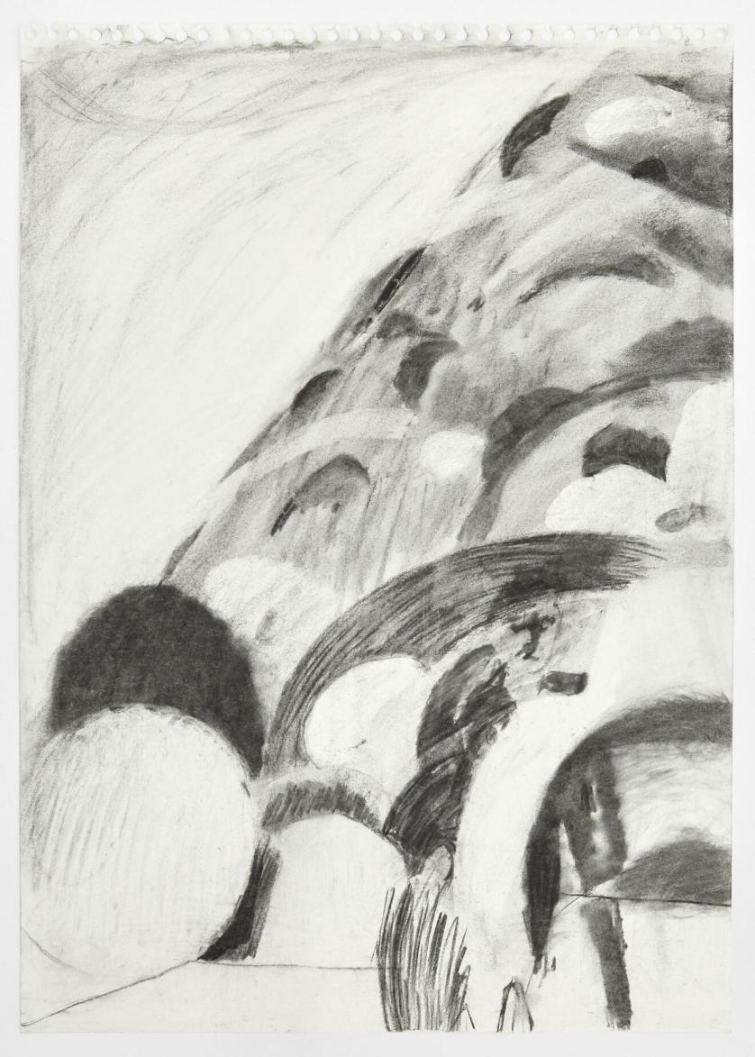 Phoebe Unwin Untitled, 2018 carboncino su carta / charcoal on paper 59,5 x 42 cm © the artist Courtesy Amanda Wilkinson Gallery, London.