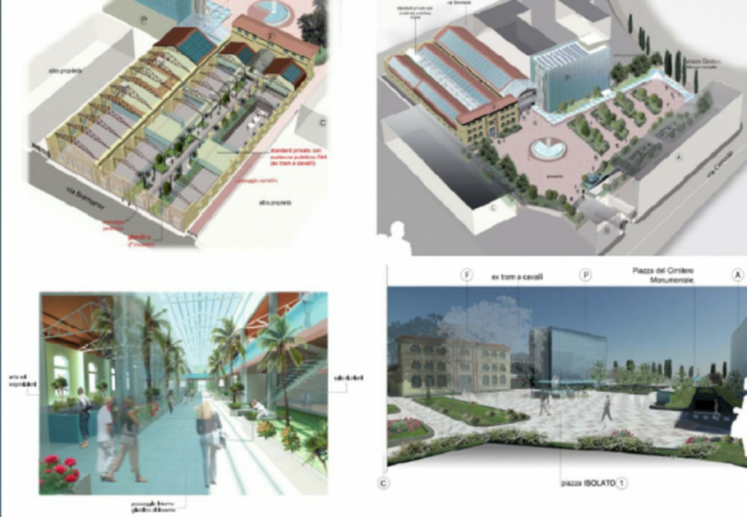 Il progetto per l'area ex Enel. In alto, nel testo: i due grattacielii delle Ferrovie dello Stato alla Stazione di Porta Garibaldi e la Stazione FN Milano Bovisa.