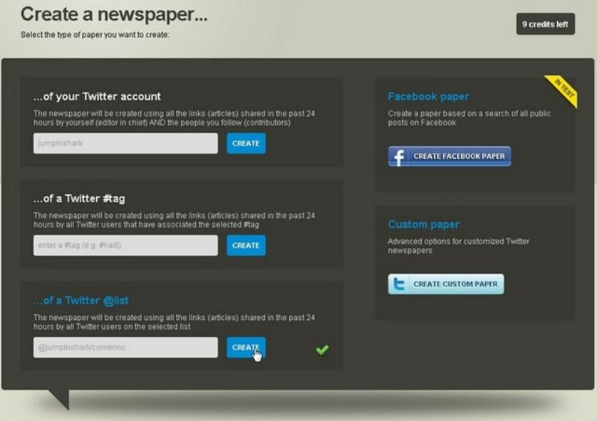 Paper.li, create a newspaper. Fonte: http://jumpinshark.blogspot.com/2011/04/paperli-il-tuttorial-per-diventare.html