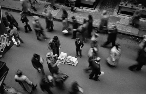 René Burri, Newspaper Seller on Florida Street, Buenos Aires, Argentina, 1958