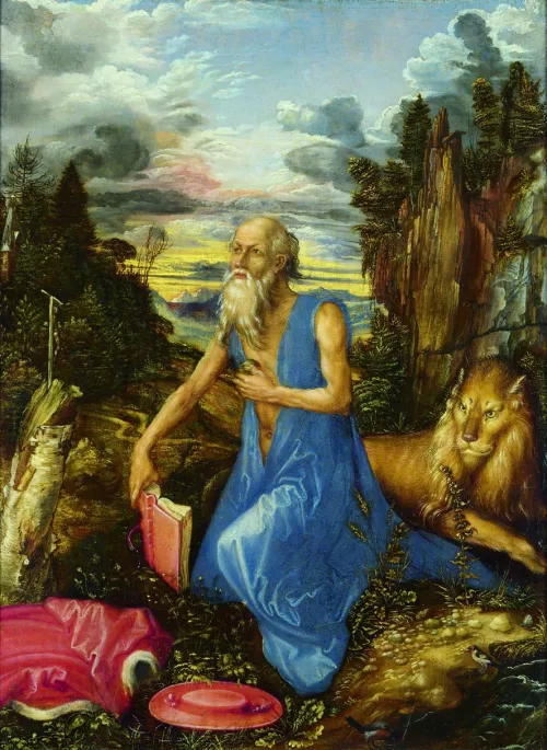 Albrecht Dürer, San Girolamo penitente, ante 1494. Tavola. Londra, National Gallery.