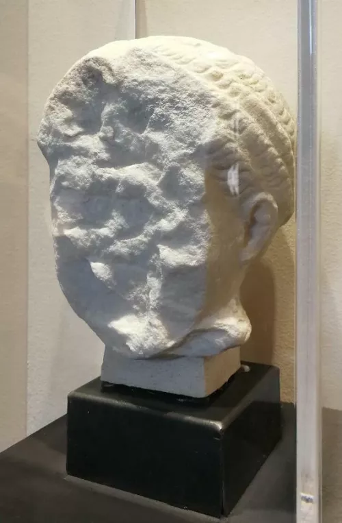 Ritratto femminile scalpellato (Plautilla?), inizio del III secolo d.C. Roma, Parco Archeologico del Colosseo, Antiquarium Palatino.
