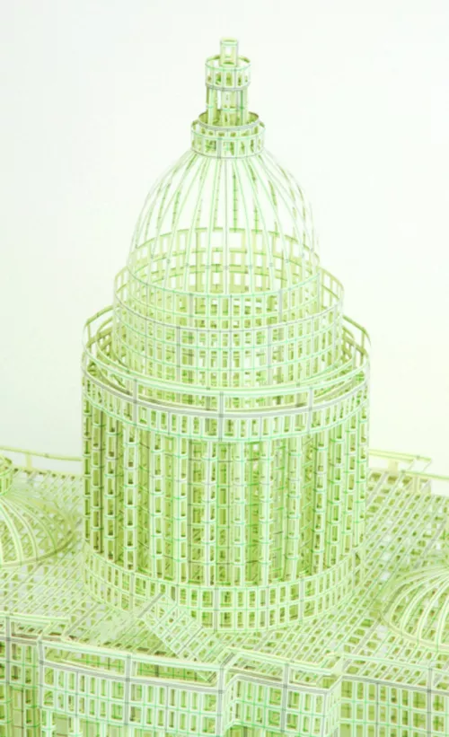 Detail: Untitled (U.S. Capitol Building) Hand-Cut Ledger Paper (Dimensions Variable - approx. 8.5"x 15"x 7") 2008