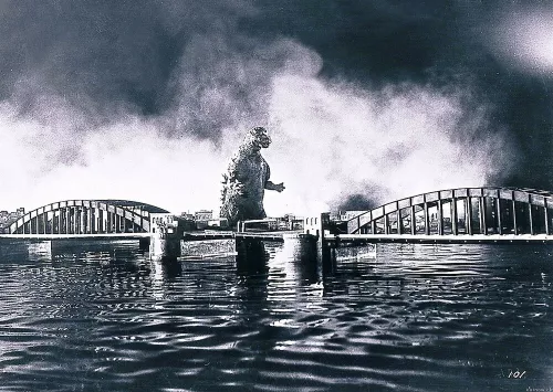 una scena dal film Godzilla, 1954