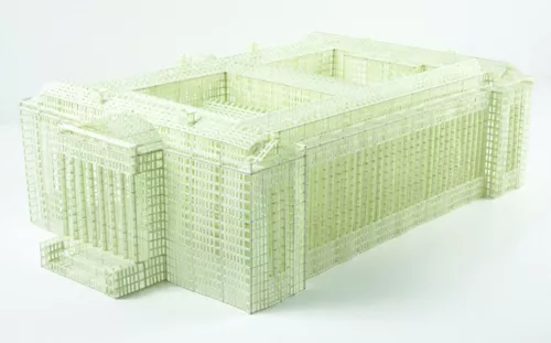 Untitled (U.S. Treasury Building) (Dimensions Variable - approx: 4.5” x 16” x 9”) Hand-Cut Ledger Paper 2009