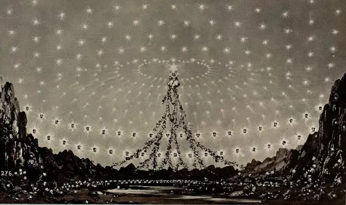 Il mondo della luna, bozzetto di Carlo Ferrario per Don Pacheco (1885) Archivio Storico Ricordi.