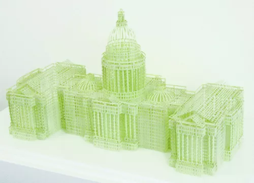 Untitled (U.S. Capitol Building) Hand-Cut Ledger Paper (Dimensions Variable - approx. 8.5"x 15"x 7") 2008
