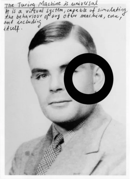 Henrik Olesen, Some Illustrations to the Life of Alan Turing (A virtual system, capable of simulating the behaviour of any other machine, even, and including itself), 2008.