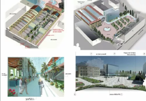 Il progetto per l'area ex Enel. In alto, nel testo: i due grattacielii delle Ferrovie dello Stato alla Stazione di Porta Garibaldi e la Stazione FN Milano Bovisa.