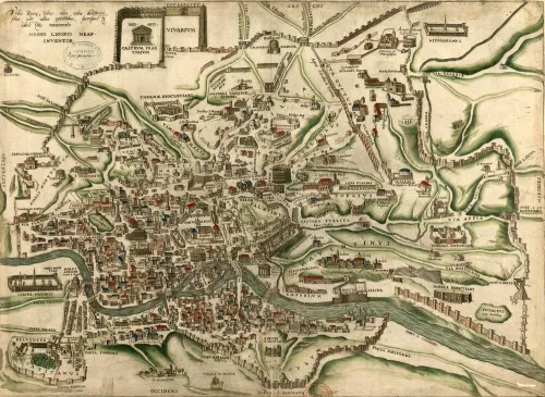 “Pianta di Roma antica”, disegno di Pirro Ligorio (metà del XVI secolo), Bibliothèque nationale de France, Parigi