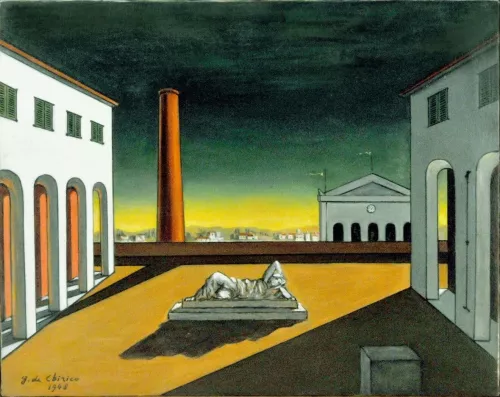 Giorgio de Chirico, «Piazza d’Italia», 1951. Olio su tela. Inghilterra, Collezione privata