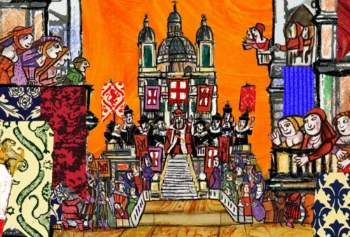 Disegno di Emanuele Luzzati per "Genova - Sinfonia di una città", di Luigi Berio, 2003-2005