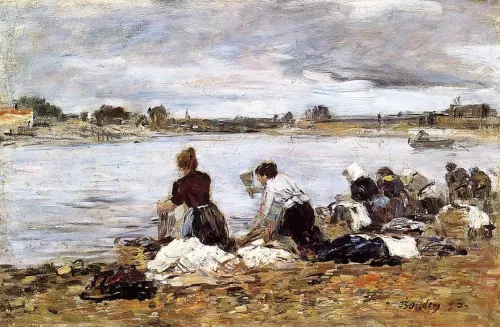 Eugène Boudin, Laveuses au bord de la Touques (1885).
