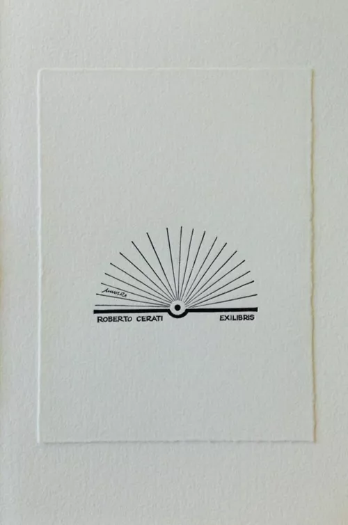 Ex libris di Bruno Munari per Roberto Cerati xilografia di Adriano Porazzi (Edizioni PulcinoElefante)