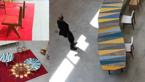 Nilufar Depot, “Ex spazio industriale su tre piani allestito per ospitare la grande collezione composta da circa 3000 pezzi di design scelti da Nina Yasha”, in via Lancetti 3. In primo piano opere di Martino Gamper, Gio Ponti, BBPR