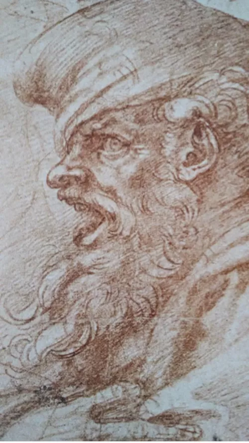 Michelangelo Buonarroti, autoritratto ironico appartenente alle collezioni dell’Ashmolean Museum di Oxford.