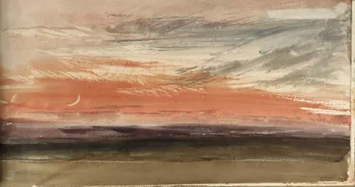 Turner, Red sky and crescent moon