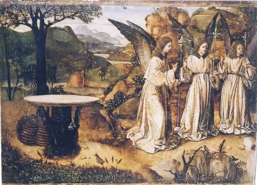 Opera di Antonello da Messina, Visita dei tre angeli ed Abramo.